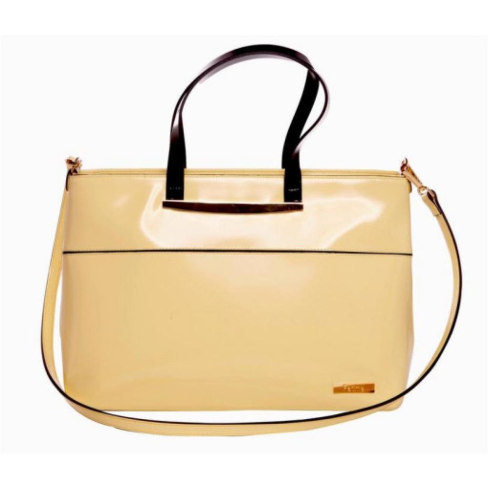 Ivan Troy Women's Alima Yellow Italian Calf Leather Straps Shoulder Handbag